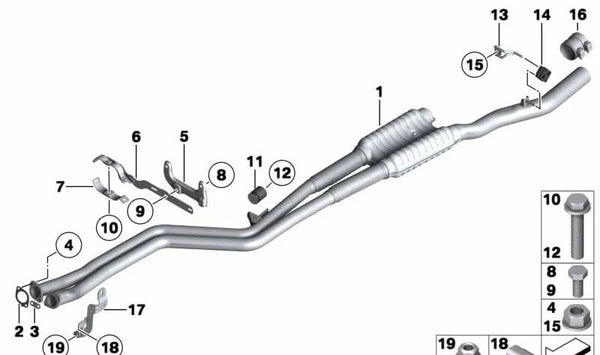Abrazadera de escape OEM 18207578223 para BMW F01, F02. Original BMW.