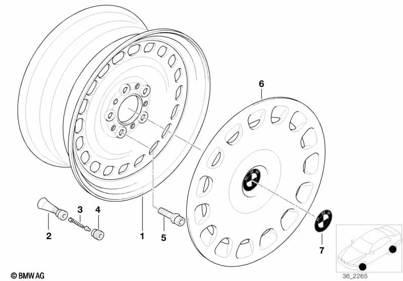 RadVolblede per la serie BMW 5 E39 (OEM 36136768639). BMW originale