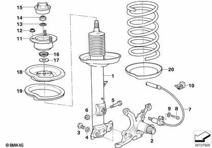 Amortiguador delantero derecho para BMW Serie 3 E36 (OEM 31312227486). Original BMW.