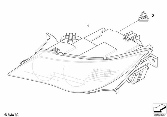 AHL Bi-Xenon Headlight Right for BMW E63, E64 (OEM 63127165984). Original BMW