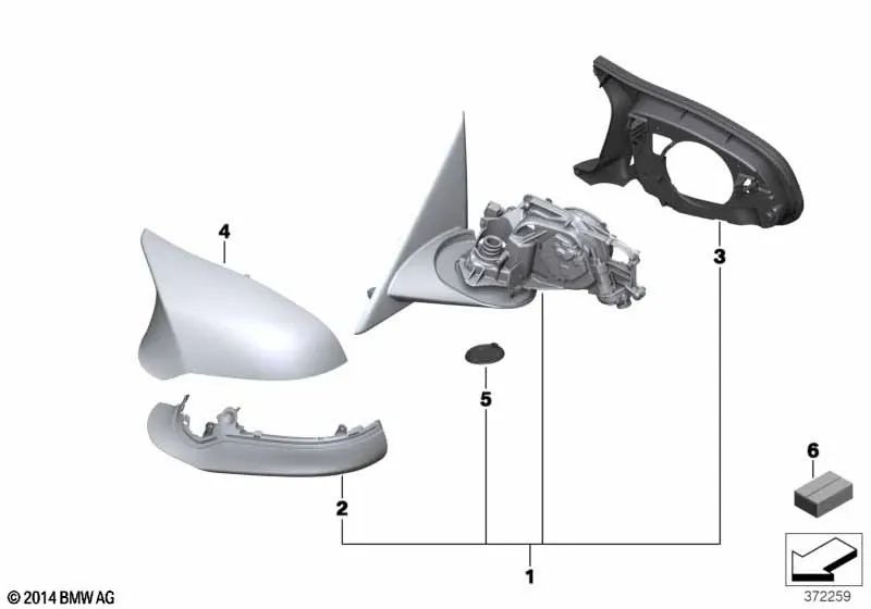 Espelho externo sem vidro aquecido esquerdo para BMW F32, F33, F82, F83 (OEM 51168059471). BMW original