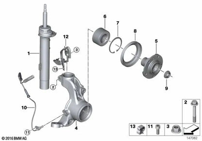 Rolamento de esferas angular para BMW E90, E91, E92, E60, E61, X5 E53 (OEM 31226783913). BMW original