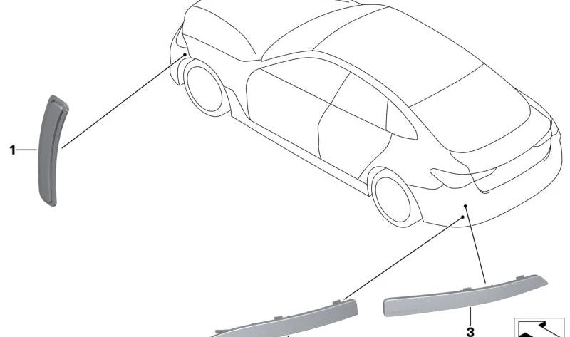 Rear left reflector for BMW 4 Series G26, G26N (OEM 63147933287). Original BMW