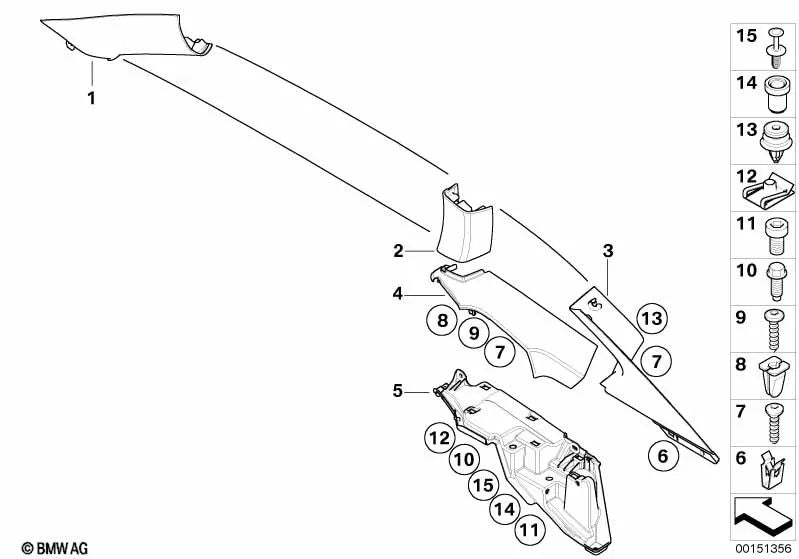Right A-pillar trim for BMW Z4 E86 (OEM 51433427326). Original BMW