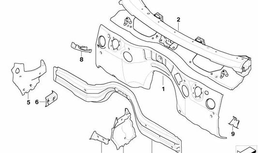 Cubierta inferior del parabrisas OEM 41137135615 para BMW E81, E82, E87, E88. Original BMW.
