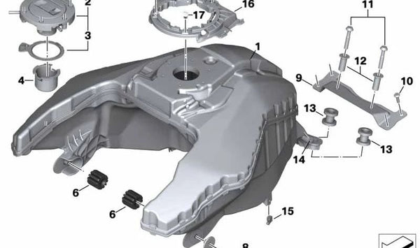 Soporte del revestimiento del depósito OEM 16118403992 para motos BMW F 900 XR (K84). Original BMW Motorrad.