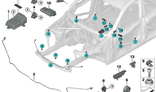Sensor magnético de posición del asiento OEM 65776993862 para BMW F90, F90N, G30, G30N, G31, G31N, G32, G32N, F95, G05, G05N, G18, F96, G06, G06N, G07. Original BMW.