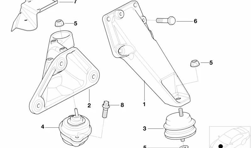Soporte motor derecho OEM 22116750852 para BMW E46, E83. Original BMW.