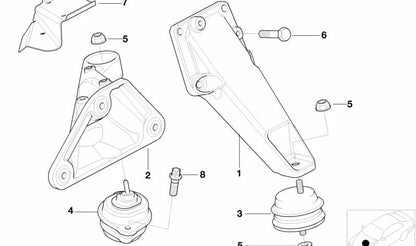 Soporte motor derecho OEM 22116750852 para BMW E46, E83. Original BMW.