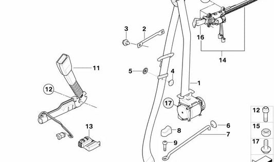 Tornillo chapa OEM 07119901339 para BMW E81, E82, E87, E88, E90, E91, E92, E93, E70, E71, E72. Ideal para fijaciones interiores como pilares y techo. Original BMW.