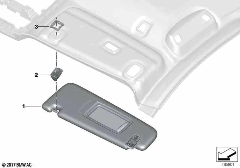 Para-sol direito para BMW Série 6 G32 (OEM 51168073760). BMW originais.
