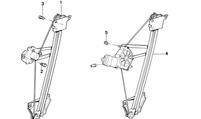Elevador eléctrico de la ventanilla trasera izquierda OEM 51351935639 para BMW E30. Original BMW.