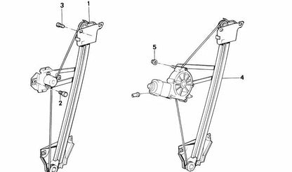 Elevador eléctrico de la ventanilla trasera izquierda OEM 51351935639 para BMW E30. Original BMW.