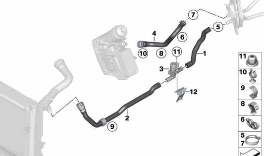 RETURN MANAGEMENT OF RADIATOR OEM 64217853727 FOR BMW F21, F22, F87. Original BMW replacement.