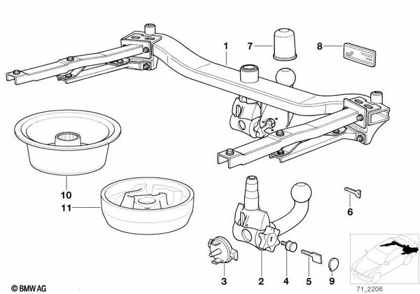Cinta de velcro para BMW Serie 3 E36, Serie 5 F11, F11N (OEM 71601182784). Original BMW.