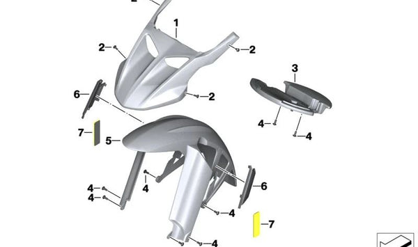 Guardabarros delantero OEM 46618534961 para BMW Motorrad F 800 GS (FK72) 2012-2016. Color azul Córdoba. Repuesto original BMW Motorrad.