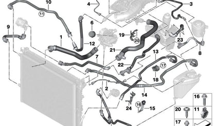 Manguera de Refrigerante para BMW Serie 5 G30, G31, Serie 6 G32, Serie 7 G11, G12 (OEM 17128602605). Original BMW