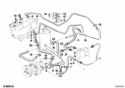 Tubería de dirección hidráulica OEM 32412225325 para BMW Serie 5 E28, Serie 6 E24. Original BMW.
