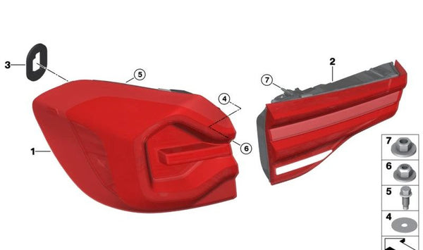 Piloto trasero LED izquierdo portón trasero OEM 63219463051 para BMW G01, G08, F97. Original BMW