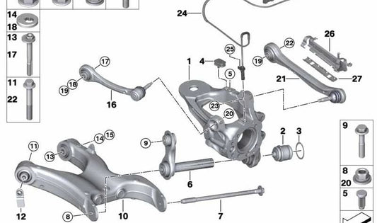 Soporte de línea de freno OEM 34526780614 para BMW E70, E71, E72, F15, F16, F85, F86. Original BMW.