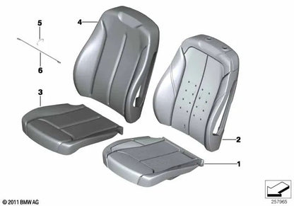 Tapizado de asiento básico delantero en cuero Venetobeige OEM 52107941260 para BMW Serie 3 F30, F31, F34 y Serie 4 F36... y más. Original BMW.
