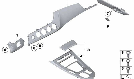Manecilla interior de puerta izquierda en madera Fresno Veteado OEM 51419167029 para BMW Z4 E89 (sDrive18i, sDrive20i, sDrive23i). Compatible con modelos 2009-2016. Original BMW.