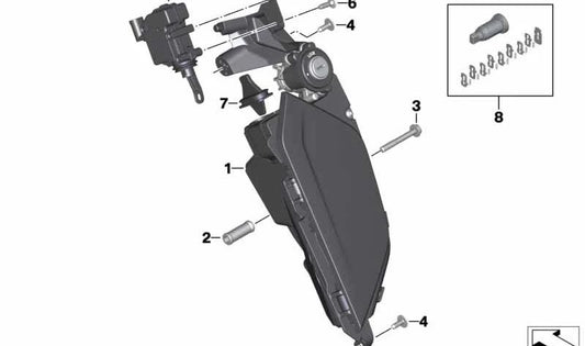 Postos à direita do OEM 46638557425 para BMW Motorrad K1600GT, K1600GTL, K1600BAGGER. BMW Motorrad original.