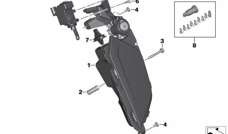 Portaobjetos lateral derecho MONOLITH-MET. OEM 46638350512 para motos BMW K 1600 GT, K 1600 GTL (K48) Original BMW Motorrad