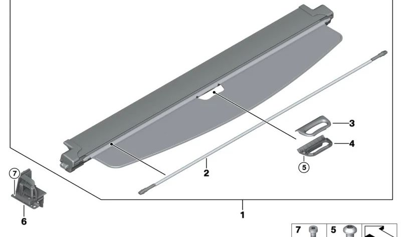 Suporte à esquerda para a cortina traseira OEM 51477230197 para BMW X3 F25. BMW original.