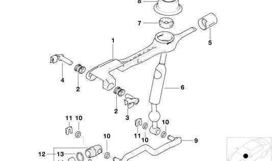 Barra de cambio OEM 25117503201 para BMW E46 330d (modelos con cambio manual y automático) del 1999 al 2003. Repuesto original BMW.