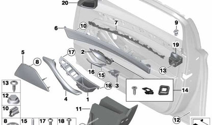 Moldura embellecedora de puerta en aluminio delantero izquierdo OEM 51418051327 para BMW F10, F11. Original BMW.