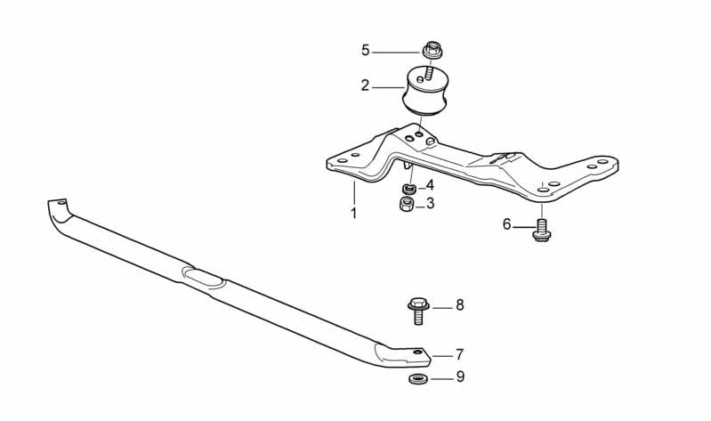 Travesaño de caja de cambios OEM 23701136498 para BMW E36 y Z3. Original BMW.