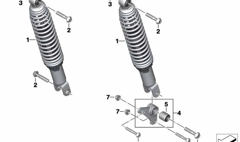 Silentblock trasero OEM 33358558173 para BMW Motorrad C 400 GT, C 400 X (modelos 2018-2025). Original BMW Motorrad.