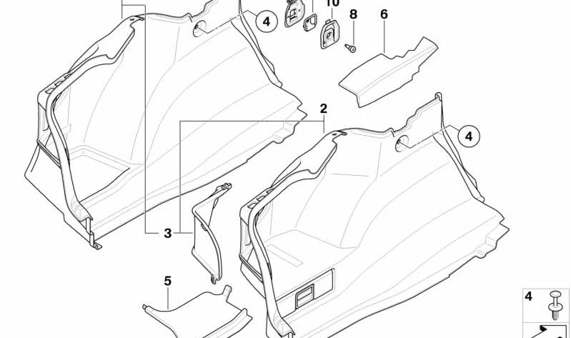 Soporte izquierdo del larguero OEM 51477141097 para BMW E81, E82, E87, E90, E91, E92. Original BMW.