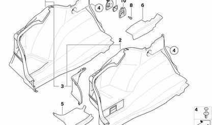 Soporte izquierdo del larguero OEM 51477141097 para BMW E81, E82, E87, E90, E91, E92. Original BMW.