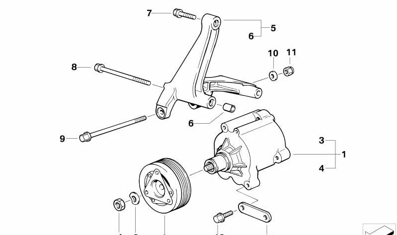 OEM 11721402327 Prise en charge de la fixation turbo pour BMW E36 et Z3. BMW d'origine.