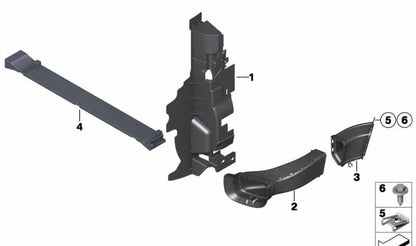 Guía de aire de freno delantero izquierdo OEM 51749802119 para MINI Countryman R60, Paceman R61. Original MINI.