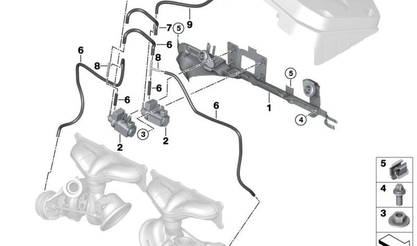 Soporte de fijación OEM 11657575137 para BMW F01, F02, E71. Original BMW.