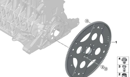 Volante motor automático OEM 11227788746 para BMW E90, E90N, E91, E91N, E92, E92N, E93, E60, E60N, E61, E61N, E63N, E64N, E65, E66, E83, E83N, E53, E70, E70N, E71. Original BMW.