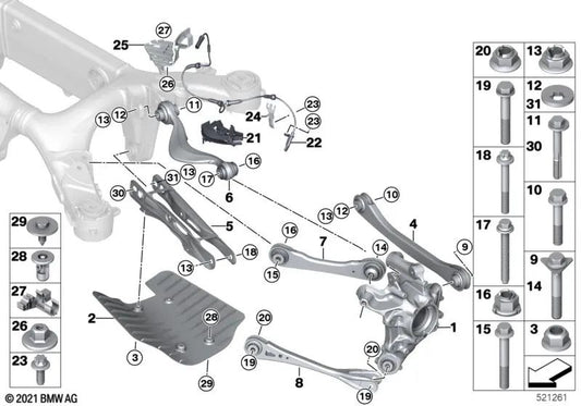 Left bracket for BMW G30, G30N (OEM 34526869993). Original BMW