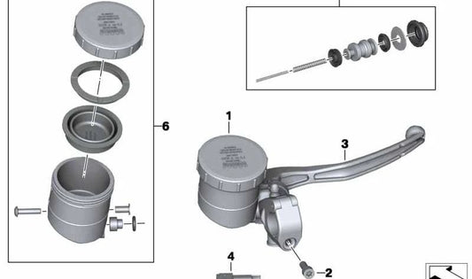Maneta de freno delantero OEM 32727719564 para BMW Motorrad HP2 Sport (RK29). Pieza original BMW Motorrad.