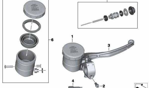 Maneta de freno delantero OEM 32727719564 para BMW Motorrad HP2 Sport (RK29). Pieza original BMW Motorrad.