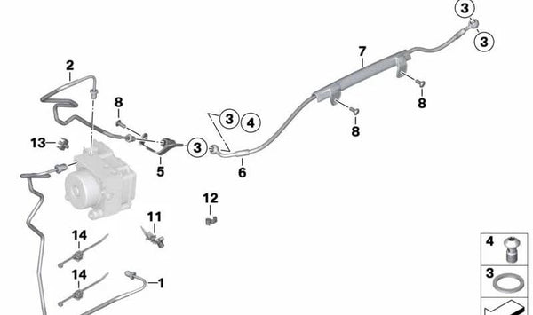 Latiguillo de freno trasero OEM 34327680990 para BMW Motorrad R 1200 S (RK29) con ABS (2006-2008). Original BMW Motorrad.