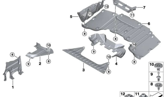 Soporte central trasero de cubre bajos OEM 51759491056 para BMW X3 G08 (modelos iX3 iX37 X41HA0, X42HA0, M Sport 41DUHA0, 42DUHA0). Original BMW.