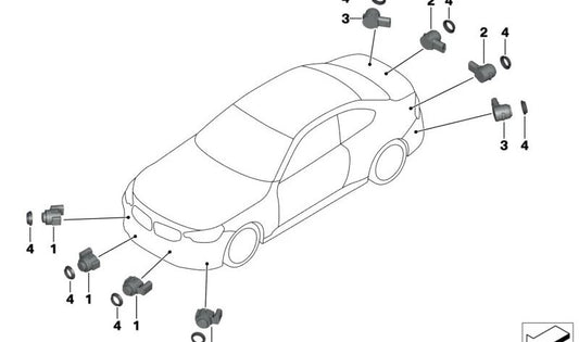 Ultraschallparksensor OEM 66207927958 für BMW G42, G20, G21, G29. Donnernachtfarbe. Original BMW.