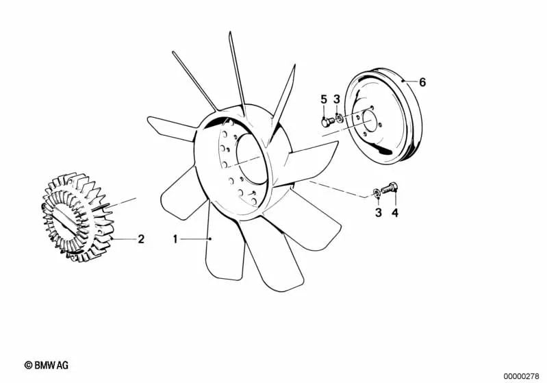 Ventilador de 9 pás para BMW Série 3 E21, E30 Série 5 E12, E28 Série 6 E24 Série 7 E23 (OEM 11521273086). BMW originais.