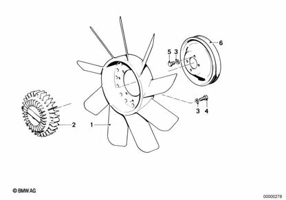 Ventilador de 9 pás para BMW Série 3 E21, E30 Série 5 E12, E28 Série 6 E24 Série 7 E23 (OEM 11521273086). BMW originais.