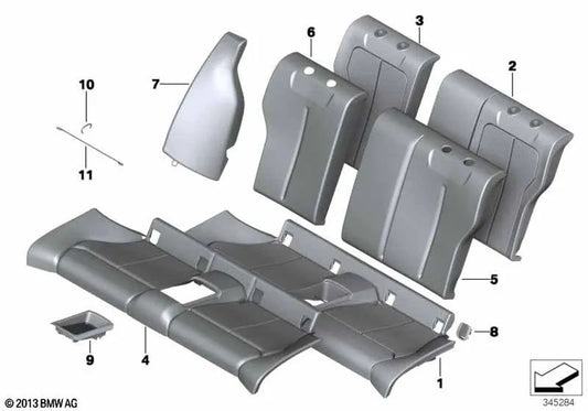 Left Leather Backrest Cover for BMW 2 Series F22, F22N (OEM 52207348857). Original BMW