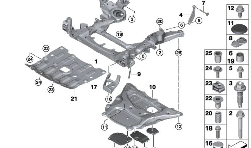 Tuerca de fijación OEM 07146885653 para BMW I20, X5 (F95, F95N, G05, G05N, G18, G18N), X6 (F96, F96N, G06, G06N), X7 (G07, G07N), XM (G09). Original BMW.