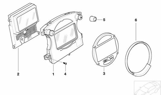 Cuadro de instrumentos con navegador OEM 62109126994 para MINI R50, R52, R53. Repuesto original MINI.